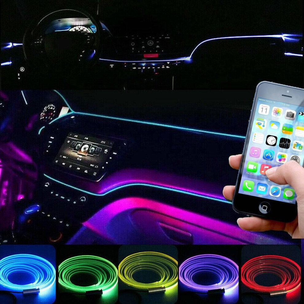 Smart Interior Ambient Led Neon El Wire Rope Fibreoptic Kit Multicolour Bluetooth 5061022181905