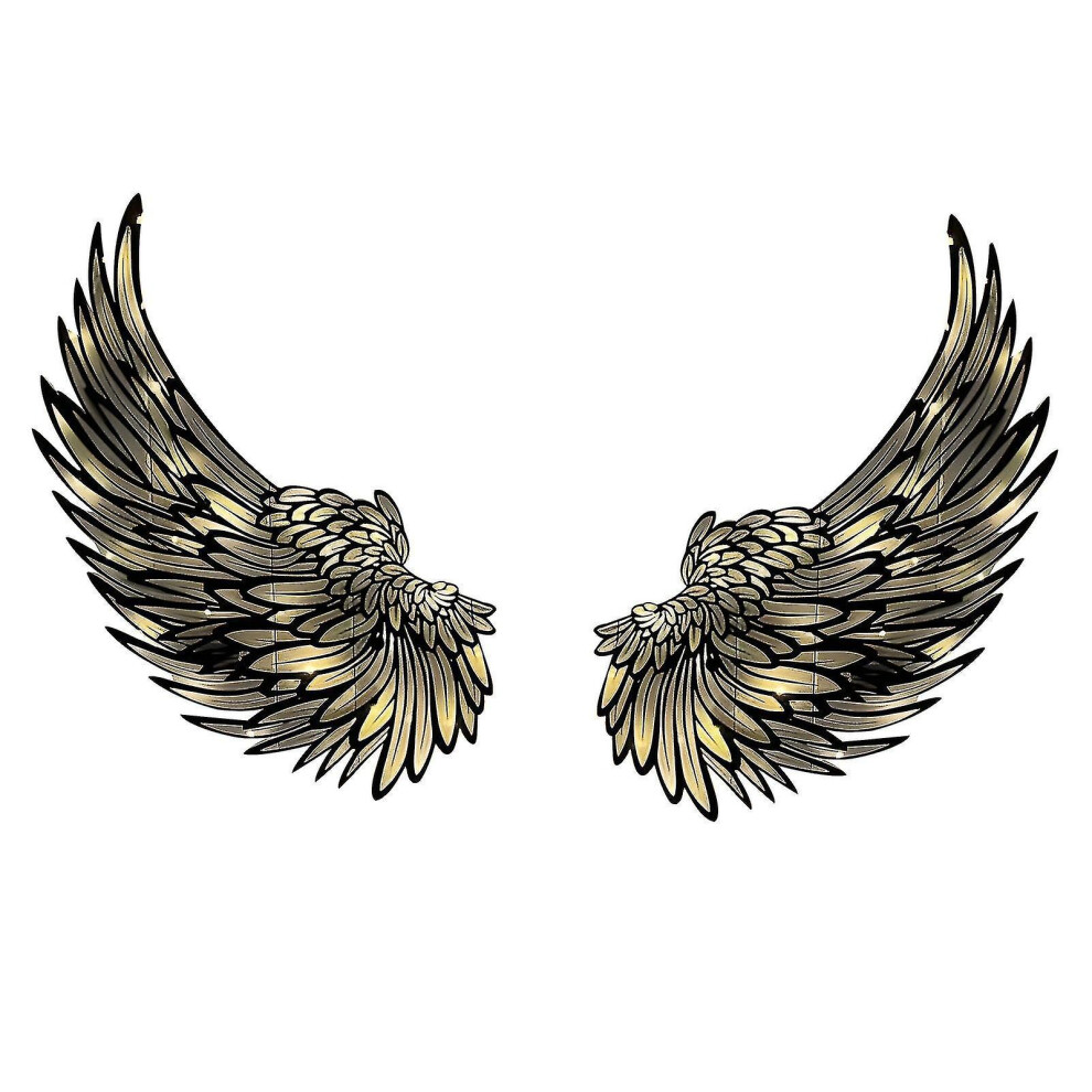 (With light, 14in) 1 Pair Angel Wings Metal Wall Art With Led Lights