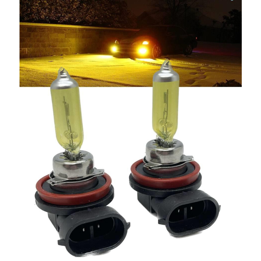 2 X H11 711 Euro 3000K Halogen Bulbs 55W Snow Fog Golden/Yellow 5061022181943