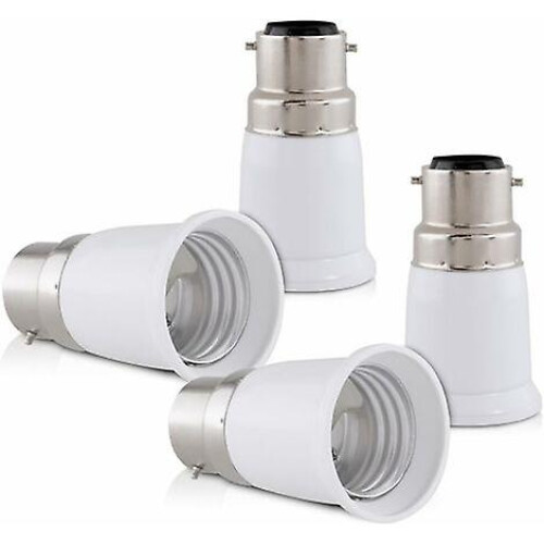 4x Socket Adapter - B22 To E27 Socket Converter - Bayonet Base Lamp Holder Adapter For Halogen Led Bulb 1