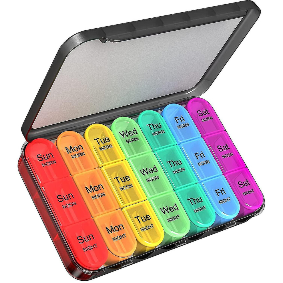 Weekly Pill Organizer 3 Times A Day - Large Pill Box 7 Day Medicine Organizer Pill Case