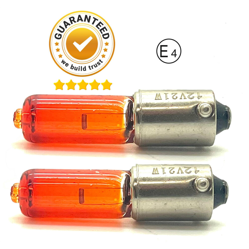 Litesync 2 X 12V H21w Bax9s 435 21W Indicator Bulbs Amber/Orange/Yellow