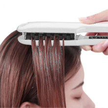 Professional Tourmaline Ceramic Volumizing Hair Iron with Patented Checkerboard Plates - Frizz Control, 120-230F, Safe for All Hair Types