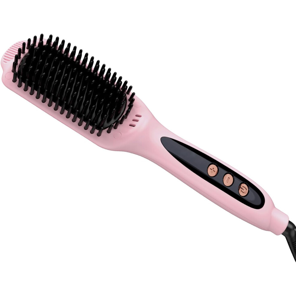 (HAIR STRAIGHTENER BRUSH) Hair Straightener Brush Heated Straightening Brush: Ceramic Negative Ionic Hot Brush Hair Straightener for Straightening Smo