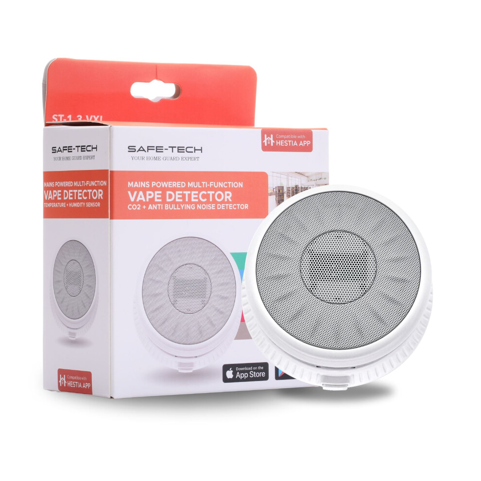 Advance Mains Powered Multi-Function Smart Vape Detector with CO2, Noise and Temperature Sensors