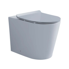 Grey Back to Wall BTW Toilet Ceramic WC Pan & Soft Close Seat Modern