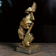 (Golden, One Size Fits All) Resin Abstract Sculpture - Silent Men Statues for Home Decor and Father's Day Gift