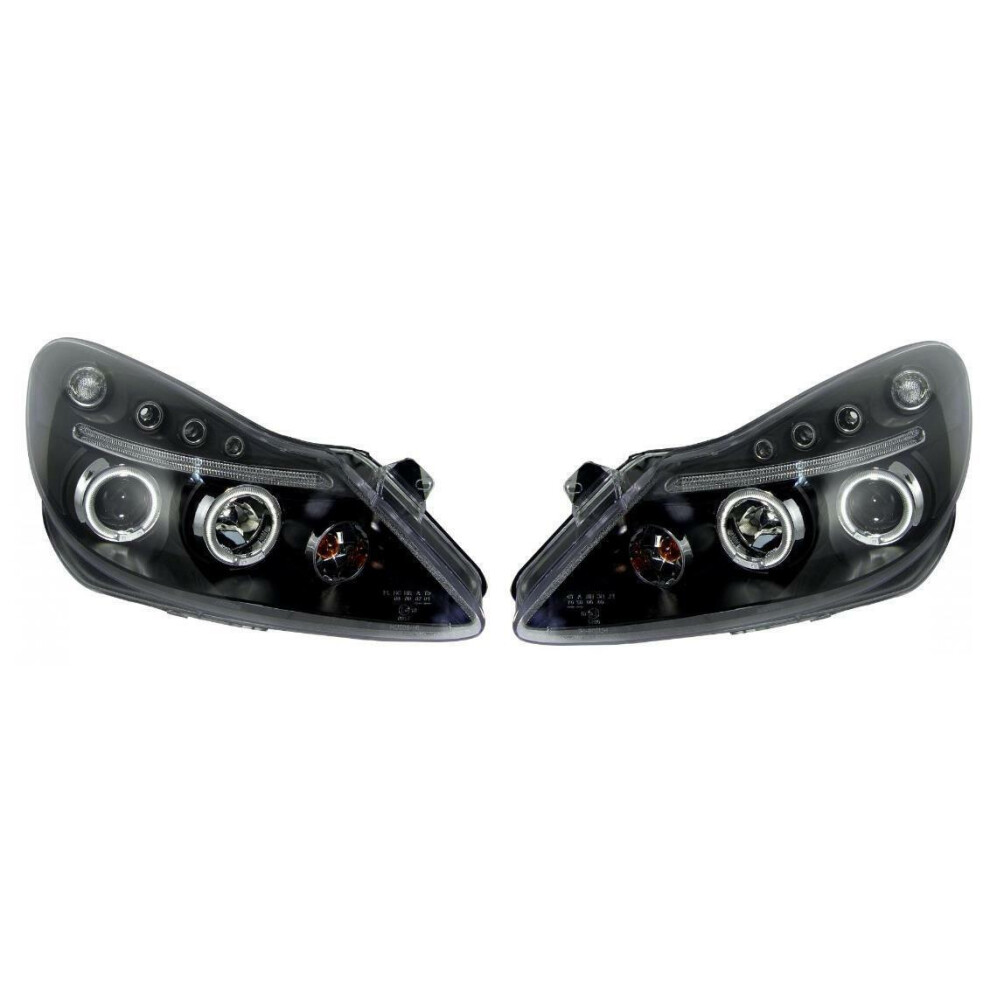 For Vauxhall Corsa D Angel Eye Projector Headlights Lamp Part 2006-11 Black 5037692256960