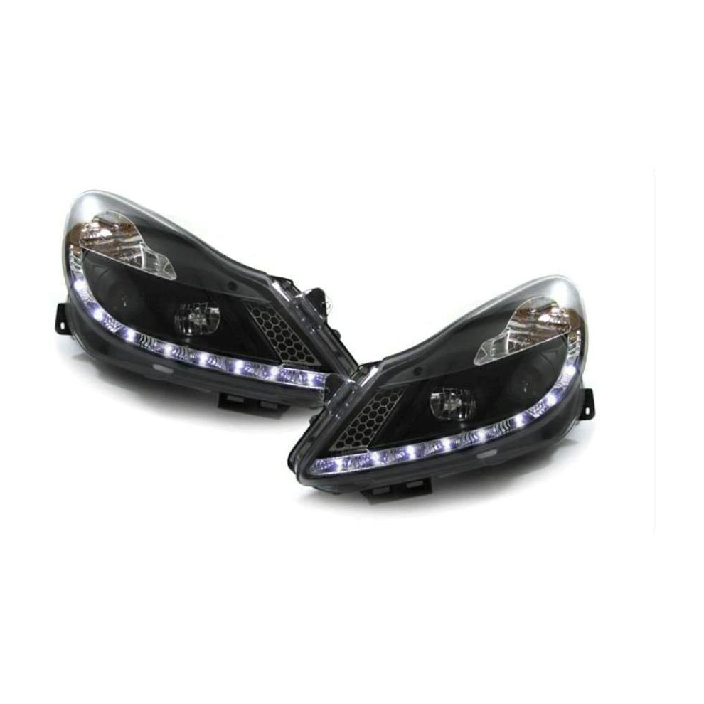 For Vauxhall Corsa D 06-11 Led Drl Projector Headlights Lamp Part Black 5037692256984