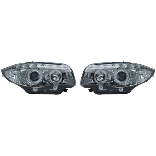 For BMW 1 Series E81 E82 E87 E88 Chrome Angel Eye DRL Projector Headlights