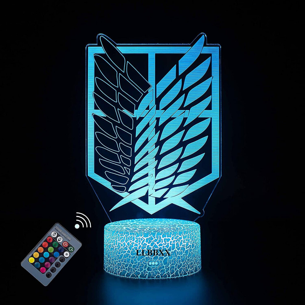 Wekity Attack On Titan Figures 3d Night Light Aot For Boys Kids 3d Lamp Lights White Base Xmas Gifts Room Led 16 Color Remote Control For Bar Bedroom