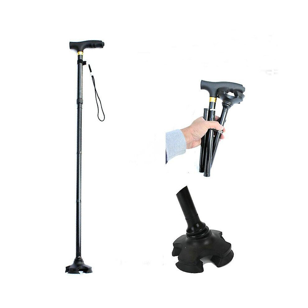 Light Elderly Walking Stick Foldable Climbing Cane Trekking Pole Adjustable Alpenstock With