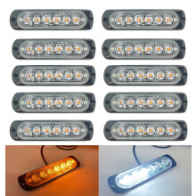10 x amber/white hazard emergency strobe LED lights flashing recovery truck van