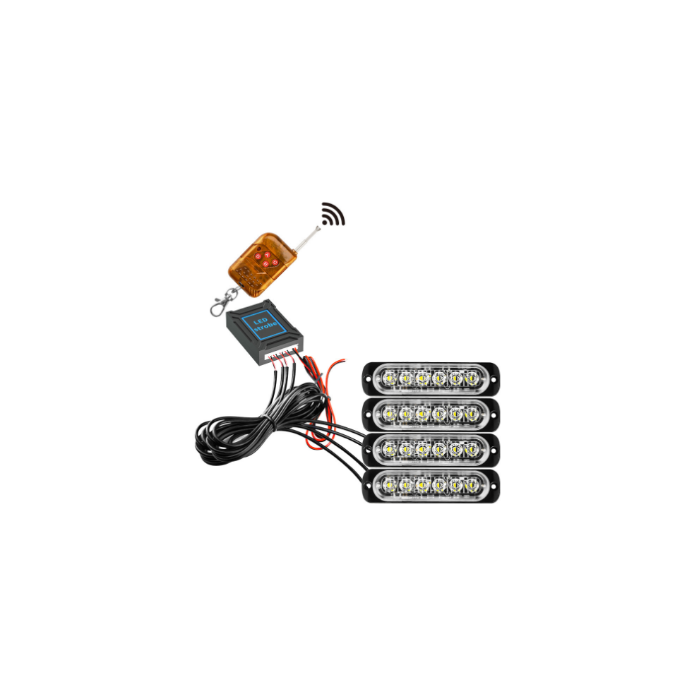 4 X Hazard Emergency Strobe Led Lights Flashing Recovery Truck Van Remote Amber/Yellow 5061022182766