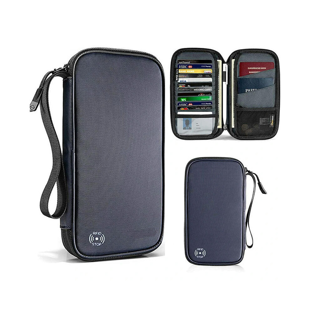 (Blue) New Travel Wallet Passport Credit ID Card Holder Organizer Cash Holder Document Bag Multifunction Purse Travel Pack Clutch Mujer-image-OPC-PDP72QF-NEW