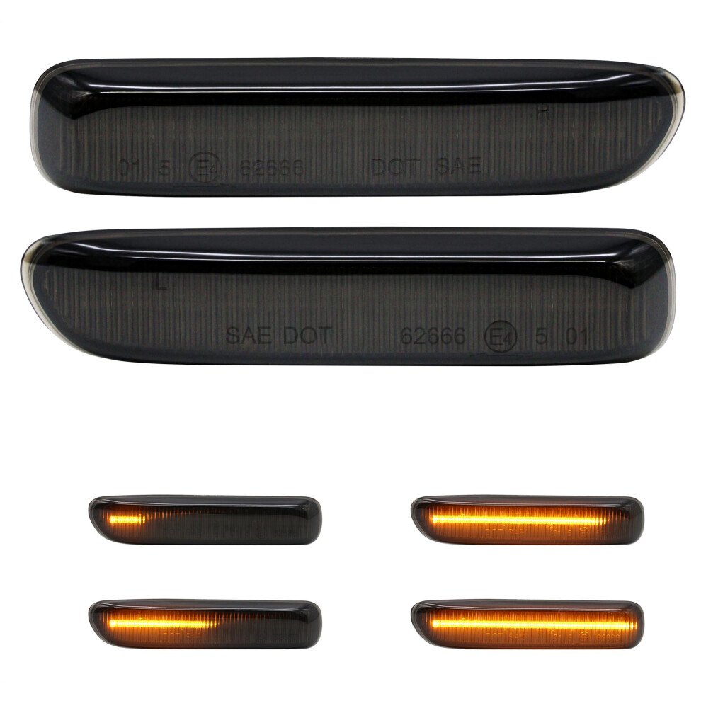 Dynamic Led Side Marker / Repeaters Lights Smoked For E46 Coupe 1998-01E46 Convertible 1999-01E46 Saloon 1998-01E46 Touring 1999-2001 5060620948286
