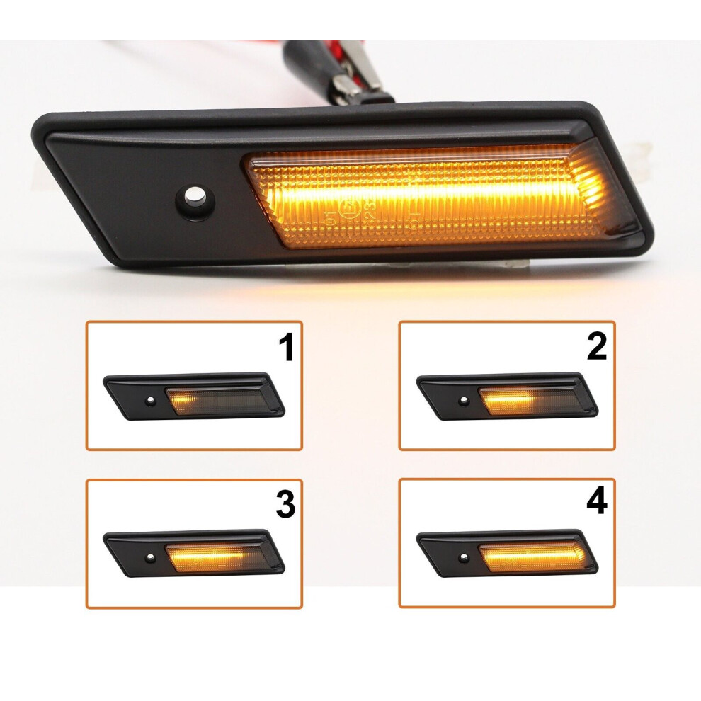 Pair Smoked Dynamic Side Repeaters Indicators For Bmw E36 1990-96 Black 5060620946473