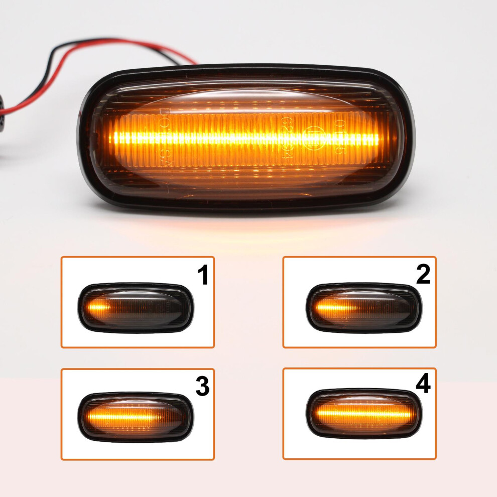 Pair Smoked Dynamic Sequential Side Repeaters Land Rover Defender Freelander Disco Ii Black 5060620945964