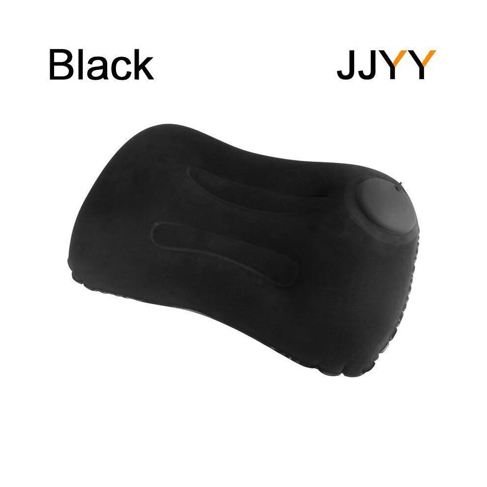 (black) JJYY Travel Pillow Air Inflatable Airplane Car Pillows Pillow Folding Press Type Bed Pillows Neck Cushion Home Office Supplies