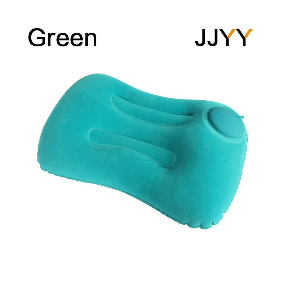 (Green) JJYY Travel Pillow Air Inflatable Airplane Car Pillows Pillow Folding Press Type Bed Pillows Neck Cushion Home Office Supplies