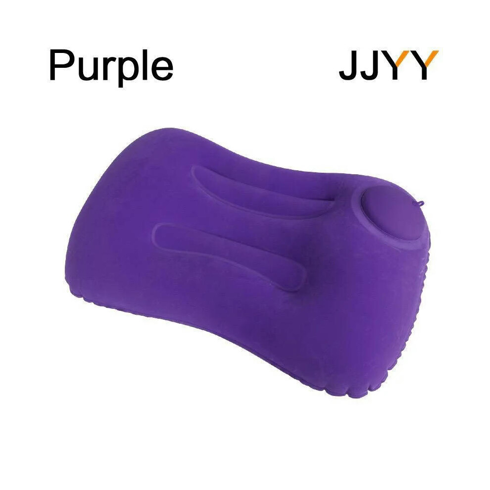 (PURPLE) JJYY Travel Pillow Air Inflatable Airplane Car Pillows Pillow Folding Press Type Bed Pillows Neck Cushion Home Office Supplies