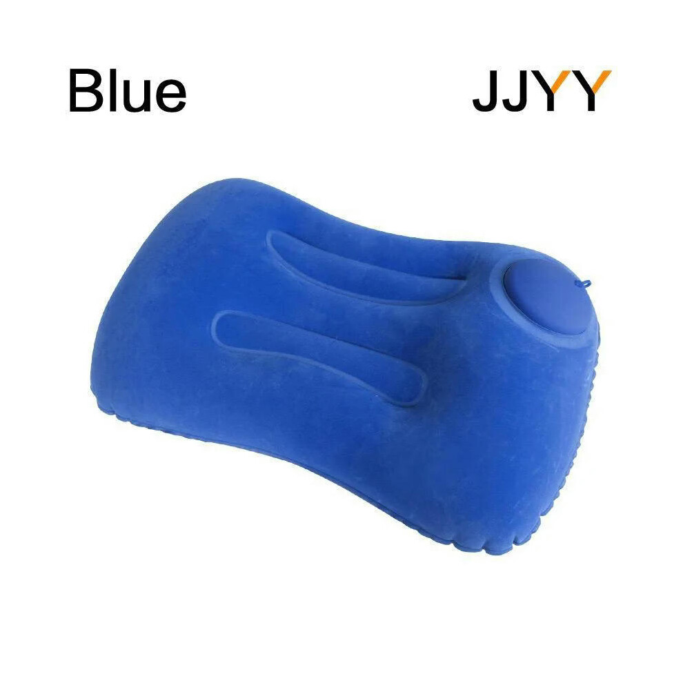 (Blue) JJYY Travel Pillow Air Inflatable Airplane Car Pillows Pillow Folding Press Type Bed Pillows Neck Cushion Home Office Supplies