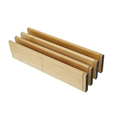 Set Of 4 Bamboo Adjustable Drawer Dividers, Expandable Drawer Organizer (16.5"-22") For Kitchen, Bedroom, Bathroom, Dresser And Office