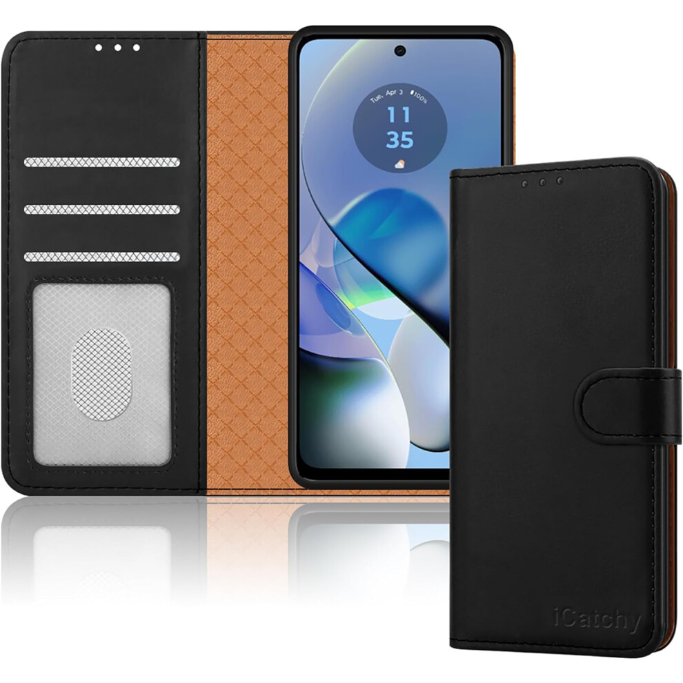 (Black) Moto G54 Case, Wallet Rfid Blocking Phone Cover Black 5056298019649