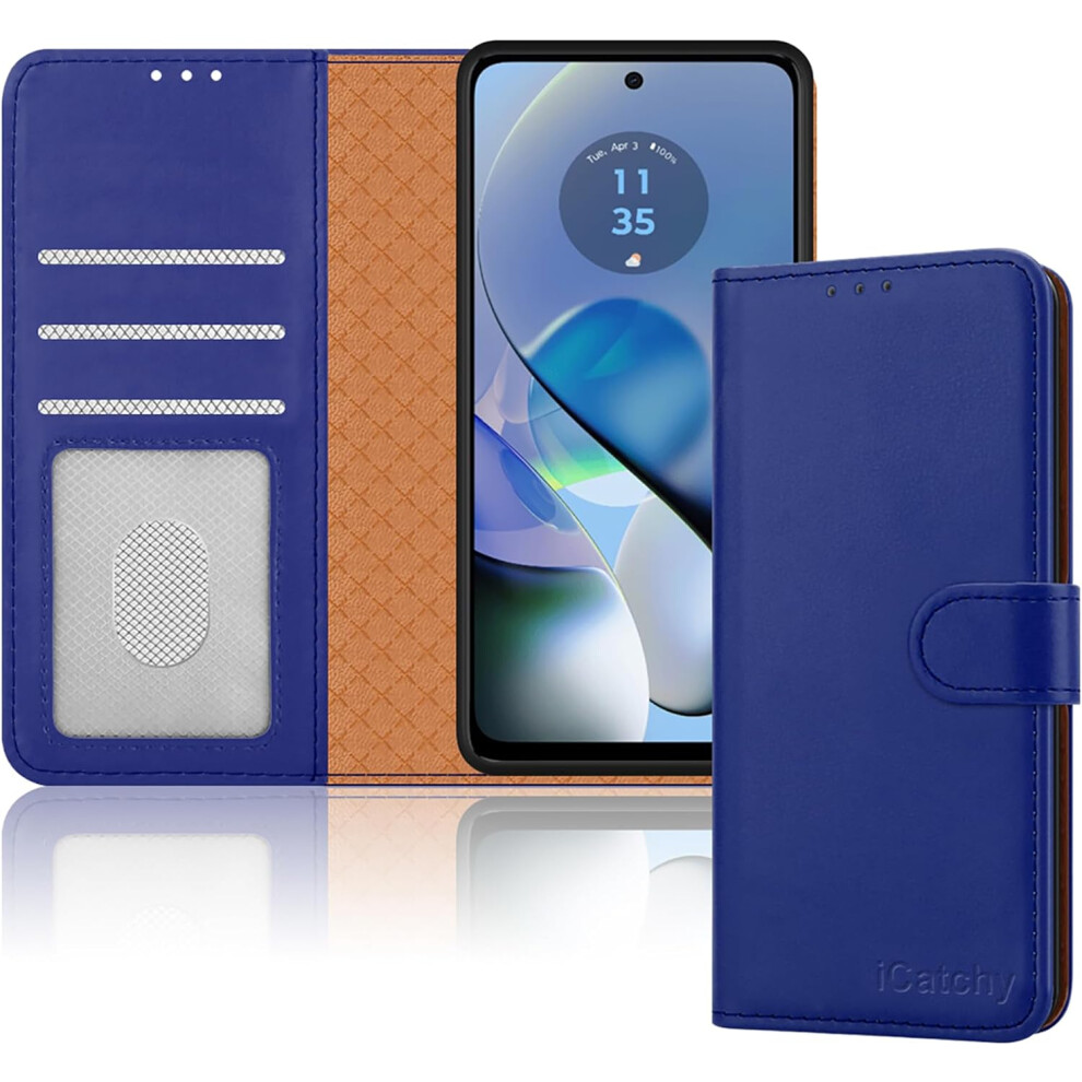 (Blue) Moto G54 Case, Wallet Rfid Blocking Phone Cover Blue 5056298019656