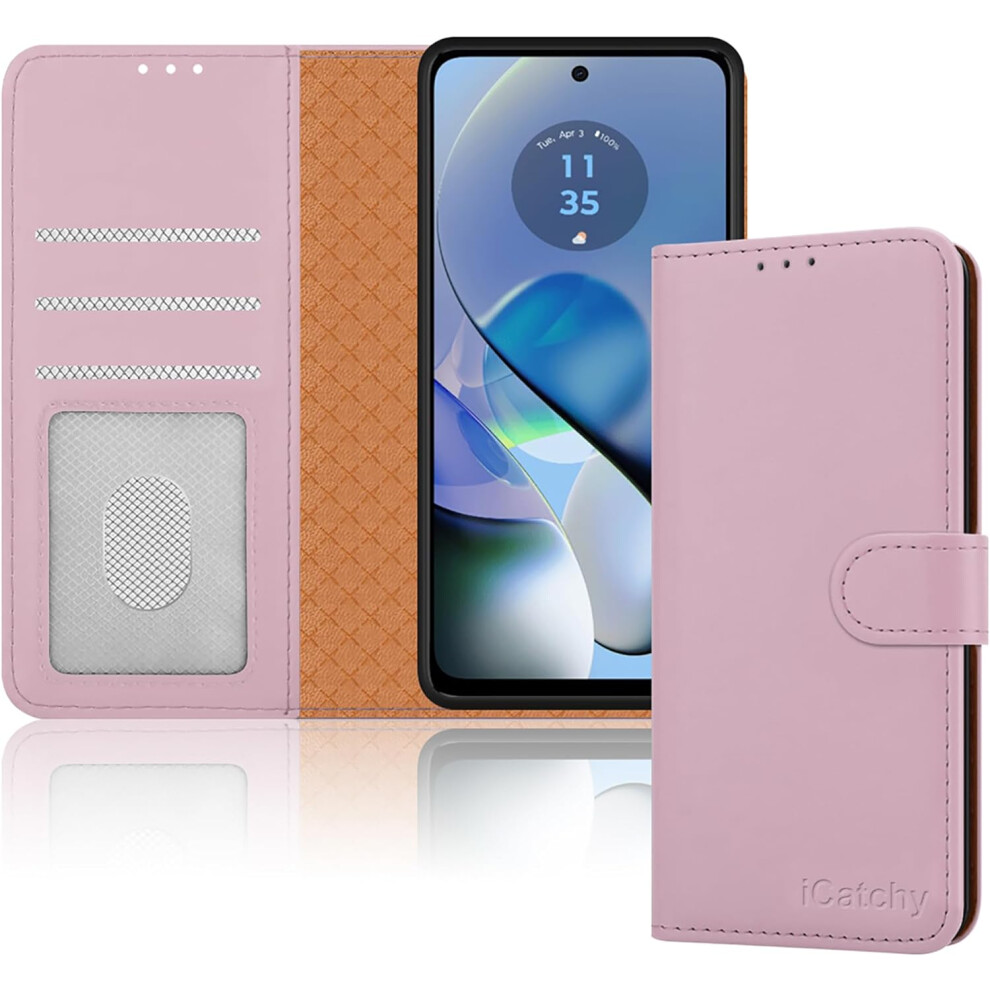 (Rose Gold) Moto G54 Case, Wallet RFID Blocking Phone Cover