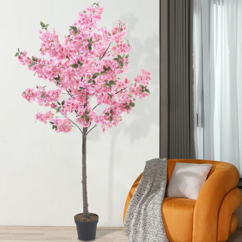 Living And Home 180cm Artificial Cherry Blossom Tree in Pot for Decoration