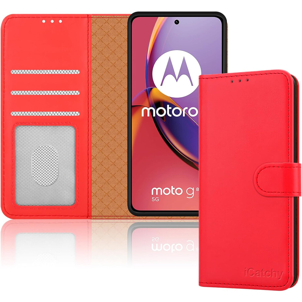 Icatchy (Red) Motorola Moto G84 Case, Rfid Blocking Phone Cover Red
