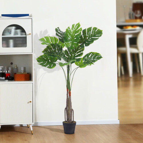 Living And Home 120cm Artificial Monstera Deliciosa Tree in Pot for Decoration