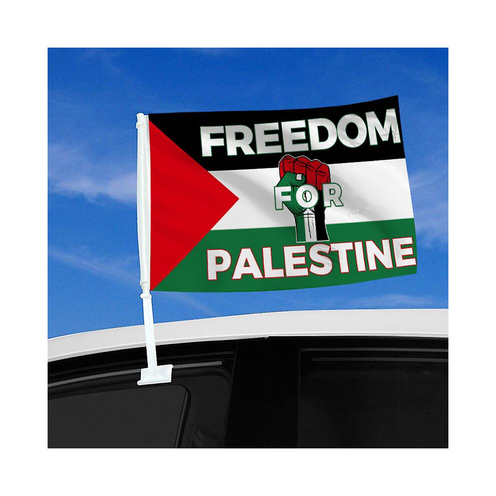 (D) Palestine Car Flags, Palestinian Car Flag For Car Window With Palestine Flag And Car Flag Pole, 18"X12" Window Clip Free Palestine 9048217400184
