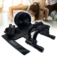4in1 Home Gym Kit Equipment Ab Roller Wheel Exercise Training Set