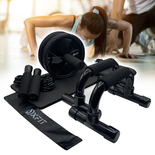 4in1 Home Gym Kit Equipment Ab Roller Wheel Exercise Training Set