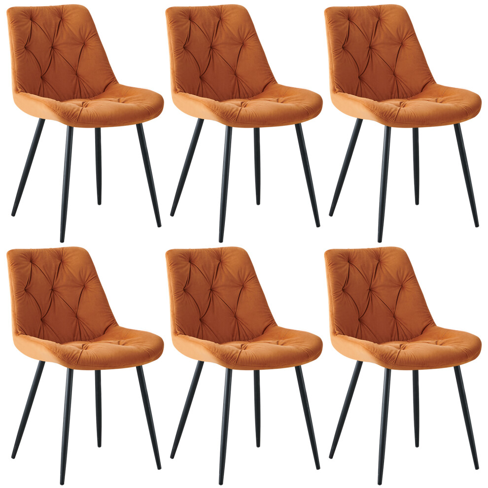 (Orange, 6 pcs) 2/4/6 Dining Chairs Padded Seat Metal Legs