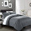 (Single, Charcoal Grey) Satin Stripe Duvet Quilt Cover Bedding Set 1