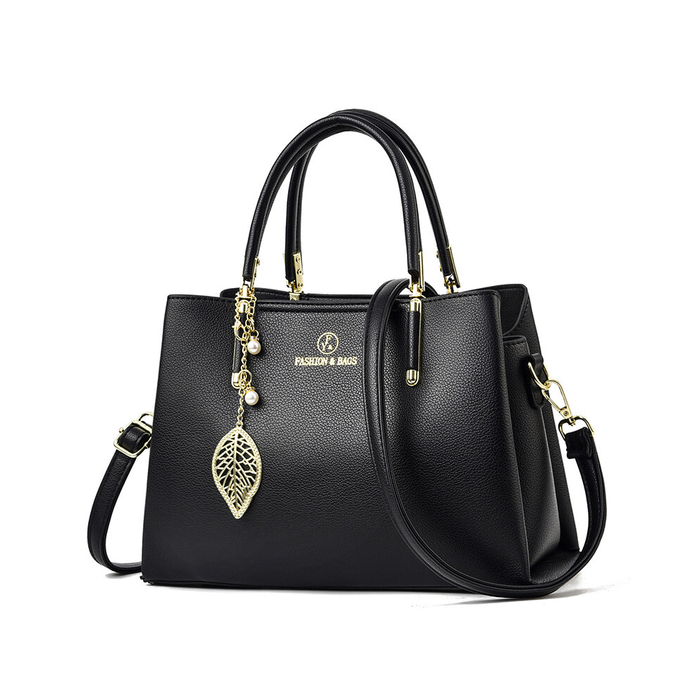 (Black) Large Capacity Single Shoulder Crossbody Bag Fashion Simple Exquisite Girl Style