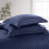 (Double, Navy Blue) Satin Stripe Duvet Quilt Cover Bedding Set 4