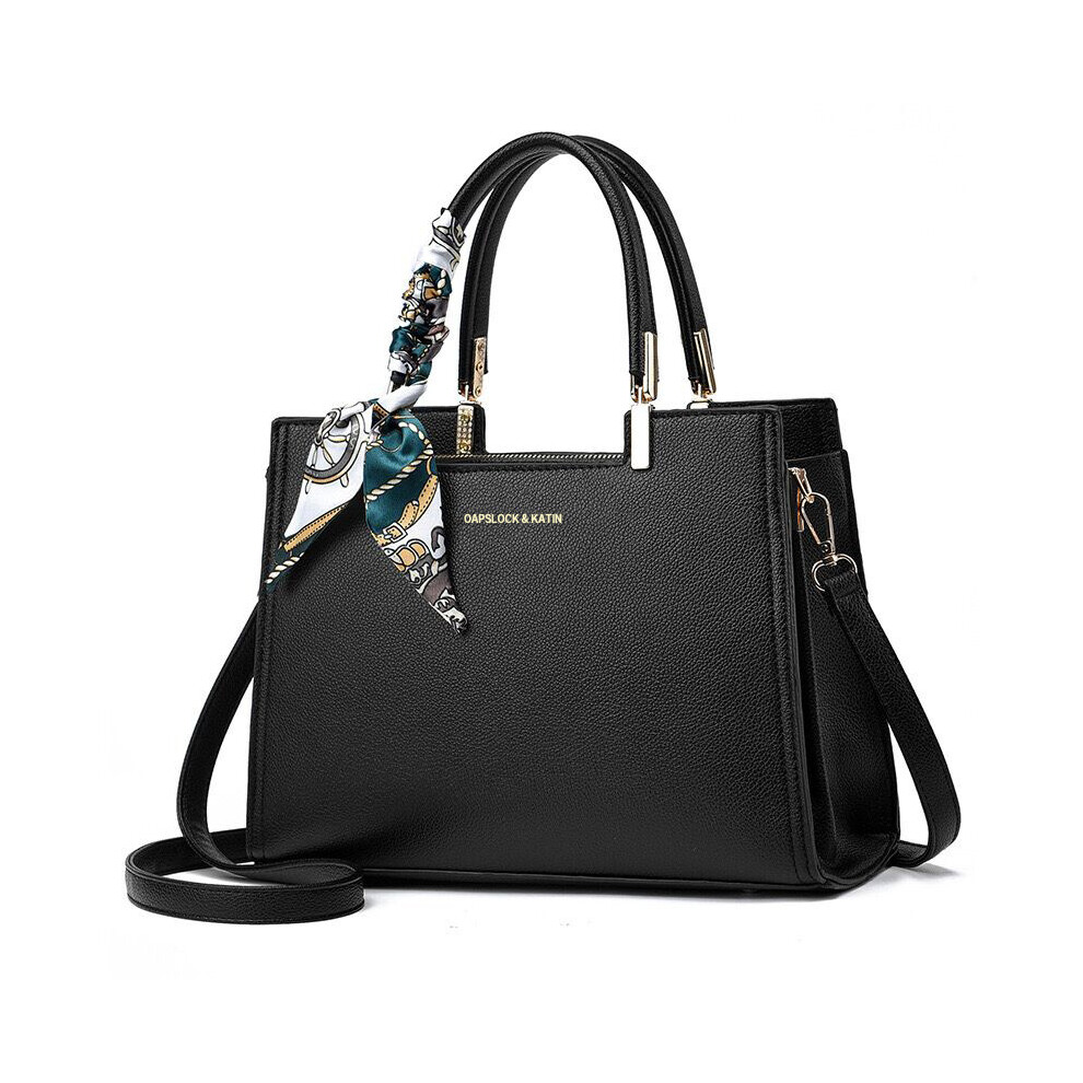 Veishet (Black) Handbag Shoulder Crossbody Ladies Fashionable Versatile Simple Soft Leather
