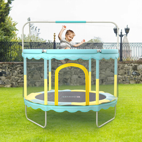 Living And Home (Light Blue) Outdoor Enclosure Trampoline with Balance Bar 2