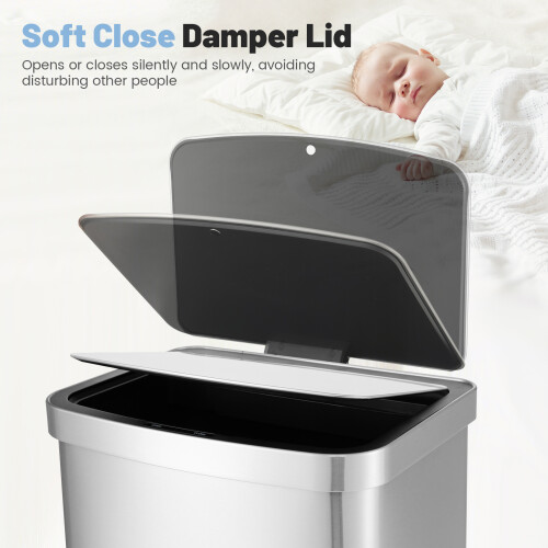 Casart 50L Automatic Rubbish Bin Infrared Sensor Can W/ Soft Close Lid 2