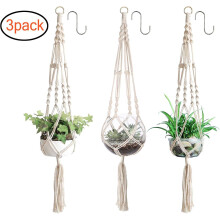 3 Pack Macrame Plant Hanger Indoor Hanging Planters With Cotton Rope, Handmade Hanging Plant Holder Baskets Stand