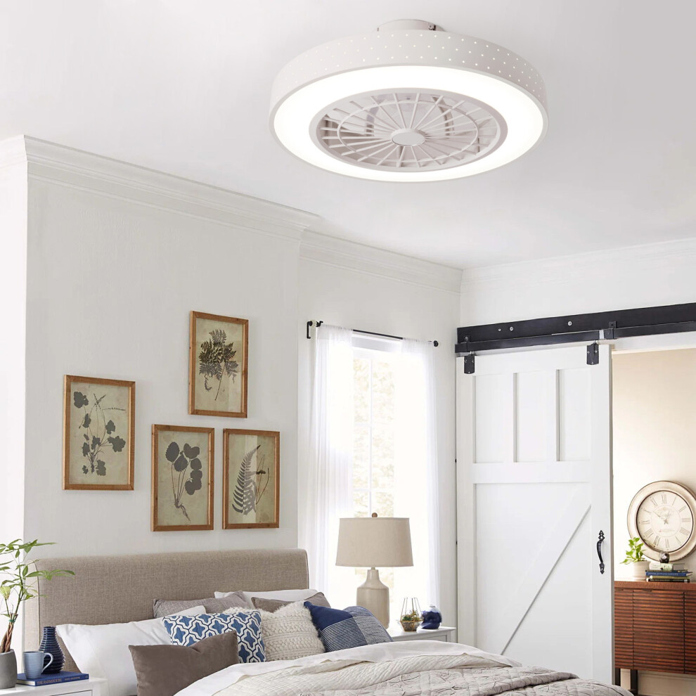 Round Acrylic LED Ceiling Fan Light with Remote Control Dia 48cm