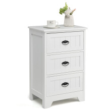 3-Drawer Bedside Table Nightstand Accent Side Table Vintage White