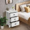 Casart 3-Drawer Bedside Table Nightstand Accent Side Table Vintage White 7