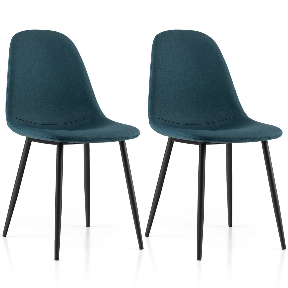 2pcs Upholstered Chairs Modern Dining Room Chair W/ Metal Legs