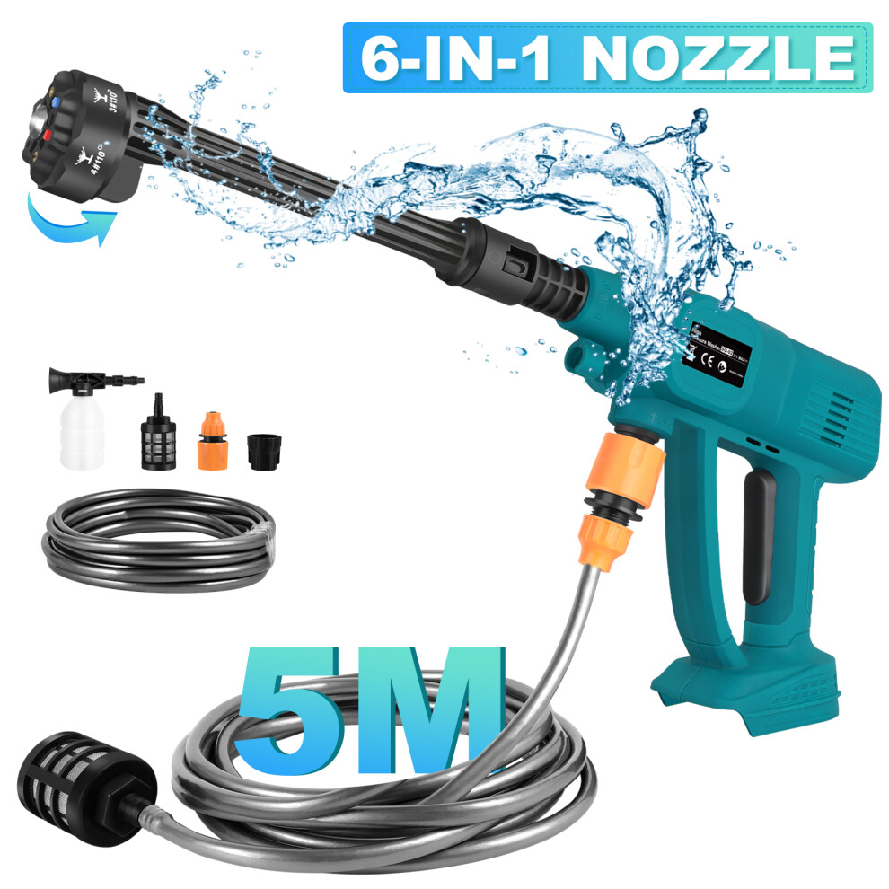 Electric High Pressure Washer, Cordless Portable Vehicle Cleaning Machine for Car Detailing, Watering Flowers, Floor,Blue