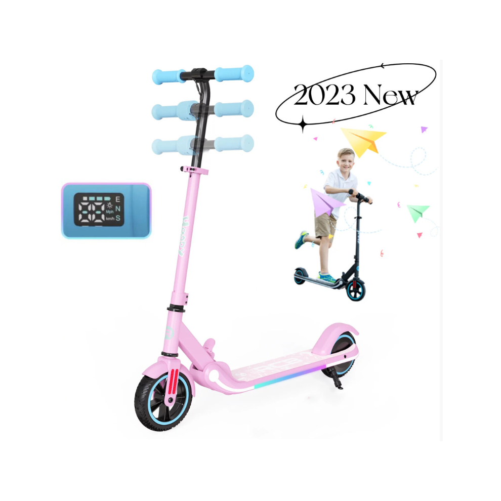 (Pink) (RCB Electric Scooter for Kids e-Scooter with LED display Foldable Kids Electric Scooter, Gift Toys for Kids) R11 Electric Scooter for Kids Gif